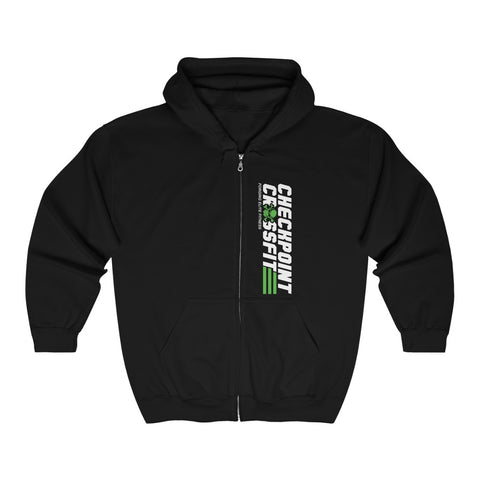 Option 2: Zip Front Hoodie (Green & White)